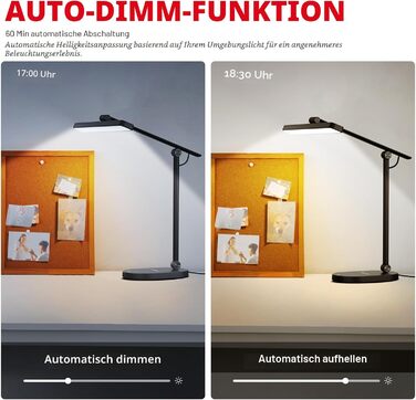 Настільна LED лампа Honeywell H4 Sunturalux - Офісна лампа з диммером, 3 режими кольору, 5 рівнів яскравості, таймер, сенсорне управління, сірий (чорний)