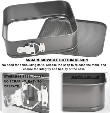 Форма для випікання тортів TIMESETL кута/прямокутна, 3 в 1, регульована, Ø 24/26/28 см, з антипригарним покриттям
