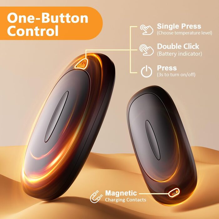 Електричні грілки для рук 2 шт. 4000mAh з зарядним кейсом 10000mAh, 3 режими нагріву, USB-C, для катання на лижах, кемпінгу, подарунок (Чорний)