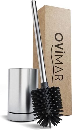 Торцева щітка для унітазу з нержавіючої сталі | Силіконова щітка для унітазу | З вентиляцією | Без кріплення до стіни | Змінний насадок | Знімний піддон | Щітка для унітазу без встановлення на стіну (Срібна)