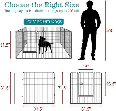 Вольєр для цуценят, 60 см, для дому та вулиці, 8 штук (80W x 80H)