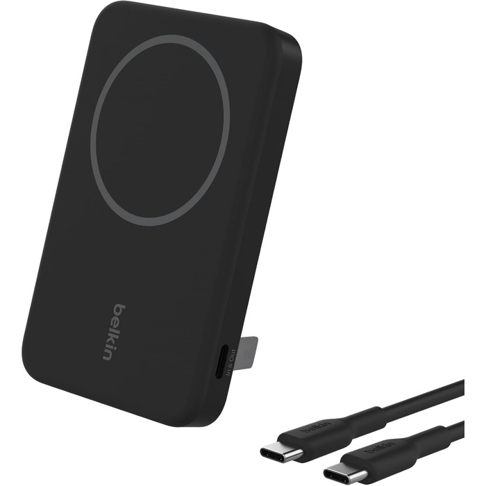Belkin BoostCharge Pro Powerbank 5000mAh з Qi2 та MagSafe, чорний. Портативний зарядний пристрій з вбудованим підсвіткою, сумісний з iPhone 17, iPhone Air, iPhone 16, 15, 14, Pixel та ін.