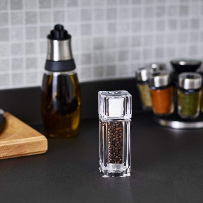 Cole & Mason Cube 2 в 1 млин для солі та перцю, акрил, 130 мм, Precision+, комбінована млинка для спецій