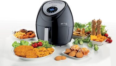 Ariete Air Fryer XXL 4618, Hot Air Fryer 7 Liter, 60-Minute Timer, LCD and Touchscreen with 7 Cooking Levels, Maximum Temperature 200° C, Capacity 2.5Kg, 1800W, Black Black