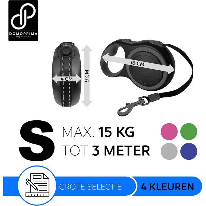Нашийник для собак DOMOPRIMA: міцний, безпечний, 3 розміри (S, M), 4 кольори (сірий, блакитний, зелений, рожевий)