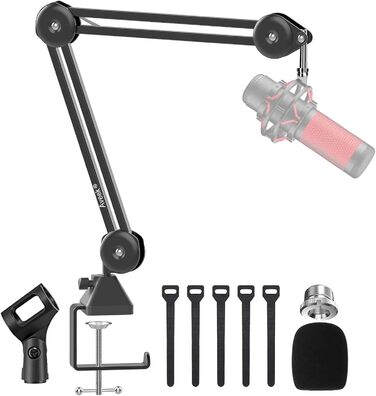 Кріплення для мікрофона на подовжувачі, регульоване, чорне. Сумісне з Blue Yeti, HyperX QuadCast. З адаптером 3/8' - 5/8'.