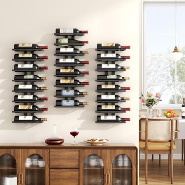 Настінна вітрина для вина FAVOOOSTY з 8 полицями, металева, чорна, для вітальні, спальні, винного погреба (3 шт.)