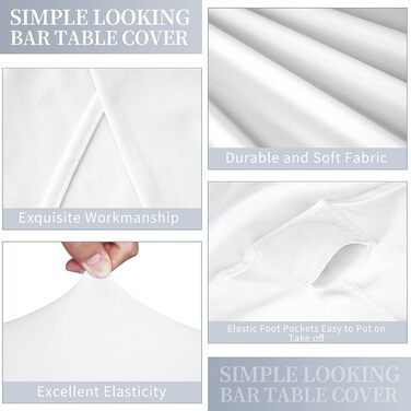 6 Piece Table Covers Table Spandex Stretch Tablecloth 80cm, for Bistro Table Ø 80-85 cm, For Round Table Wedding Birthday Party Banquet Table Decoration (80 cm, white)