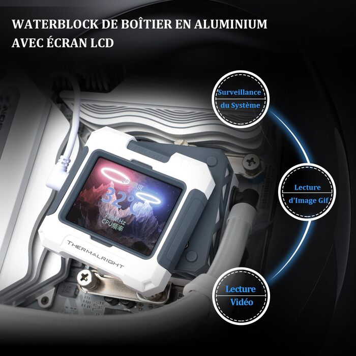 Thermalright Frozen Warframe 240 White ARGB: рідинна система водяного охолодження CPU для AMD/Intel, LGA1700/AM4/AM5, LCD-дисплей 320x240