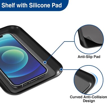 Настінний тримач для туалетного паперу з полицею, чорний, з місцем для 4 запасних рулонів, нержавіюча сталь