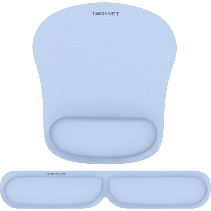 Підставка для зап'ястя TECKNET для клавіатури 43 см з Memory Foam 70D, ергономічна, проти болю в зап'ясті, для ПК, ноутбука, геймінгу (складний набір, блакитний)