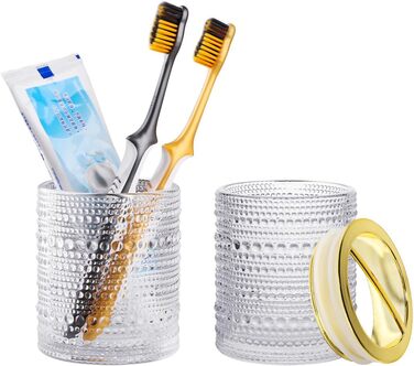 Bathroom Toothbrush Holder, Clear Glass, Toothbrush and Toothpaste Holder, 284 ml, Bathroom Storage Cup for Toothbrush, Makeup Brushes (colors) (Transparent)