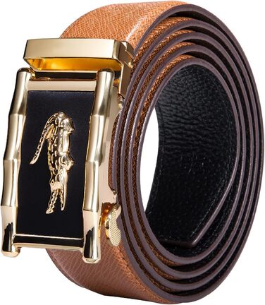 Чоловічий шкіряний ремінь Barry.Wang чорного кольору з автоматичною пряжкою (3 позиції), регульований бізнес-пояс, довжина 130 см, у подарунковій коробці