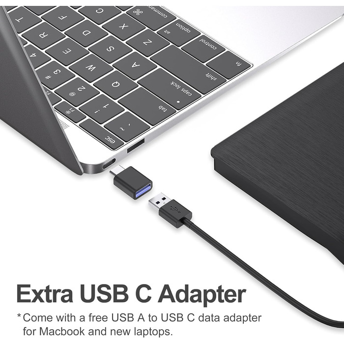 Зовнішній DVD-записувач ORIGBELIE USB 3.0, портативний CD-ROM привід +/-RW для ноутбука, ПК, MacBook, Windows, Linux