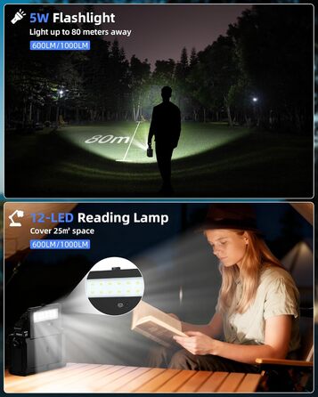 Радіо Kurbelradio на сонячній енергії та з ручним приводом | DAB/DAB+/UKW, Bluetooth 5.0 | Радіо для надзвичайних ситуацій з сонячною панеллю 8500 мм² та ручним приводом 650 мА | Портативне динамо-радіо з сонячною батареєю | Ліхтар та зарядний пристрій | 