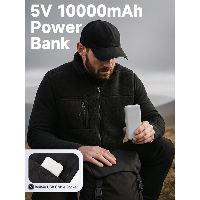 Обогрівальний жилет LABEWVI для жінок та чоловіків з акумулятором 10000mAh, USB, чорний