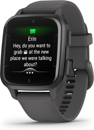 Розумний годинник Garmin Venu Sq 2 Music з GPS, AMOLED дисплеєм 1.4', музичним програвачем, аналізом сну та 25+ спортивними функціями. Garmin Pay, до 11 днів роботи від акумулятора, водонепроникність. Колір: Шкіряний сірий.