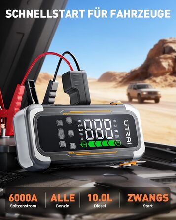 Powerbank для авто UTRAI 6000A з пусковим струмом, компресором та PD 30W – для бензин/дизель (до 10л)