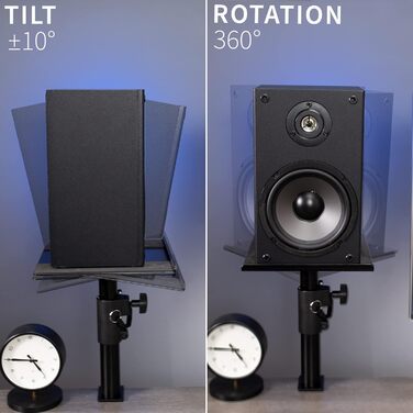 Настінний кріплення для динаміків VIVO, 2 шт, білий/чорний, регулювання висоти та нахилу, універсальне, для комп'ютера та книжкової полиці