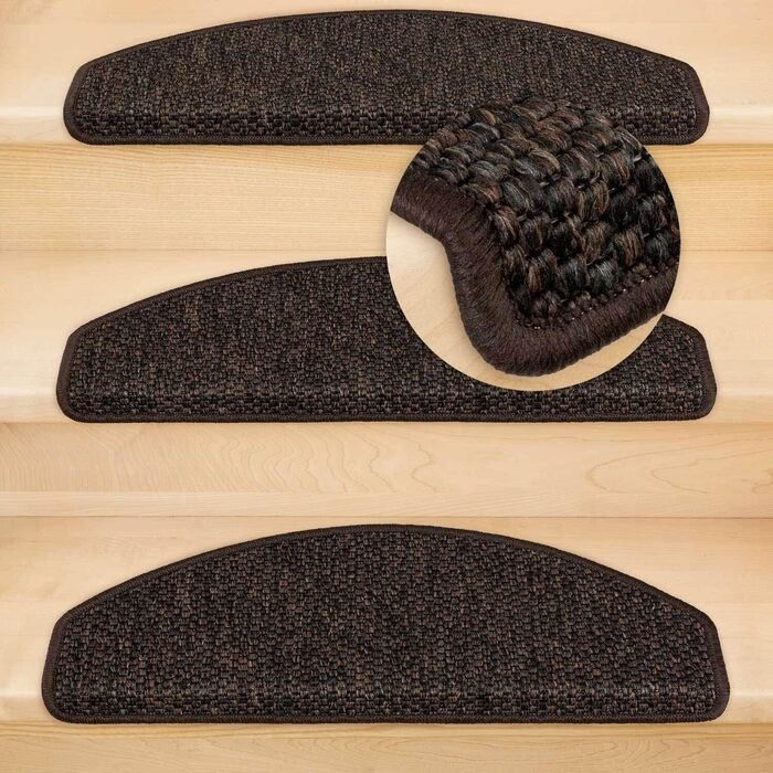 Ступінчасті килимки Kettelservice-Metzker Göteborg Halbrund I кавового кольору, 65x24x4 см (28 шт.)