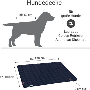 М'яка та якісна лежанка для собак Doctor Bark, розмір L (100x80 см) та XL (120x100 см), для великих собак, міцна, для дому та вулиці, вимивається до 95°C, колір: золотисто-блакитний