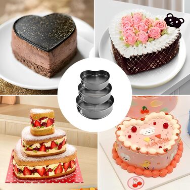 Набір форм для випічки торти та випічки, квадратні, чорні, металеві, знімний дно, антипригарне покриття, 20/22/24 см