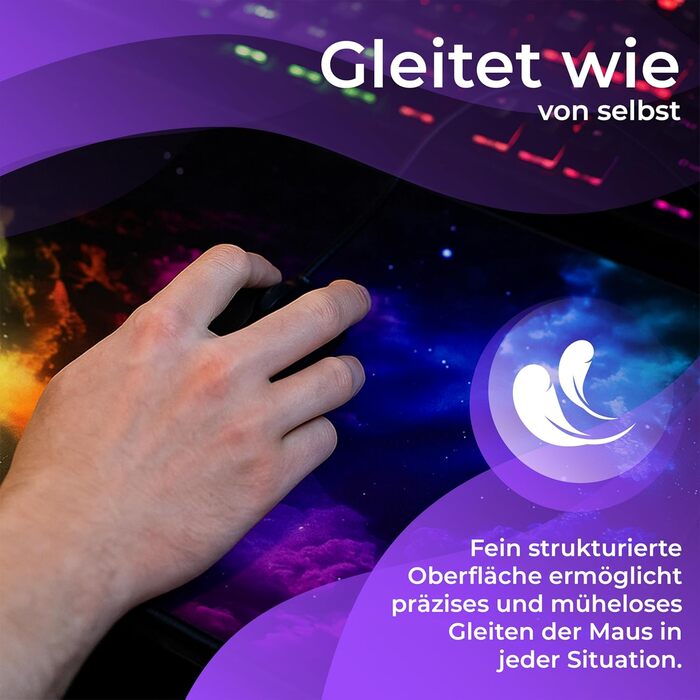 Килимок для миші Retoo XXL, 885 x 400 мм, ігровий з малюнком, великий розмір, преміум-поверхня, для покращення точності та швидкості, без бахрому