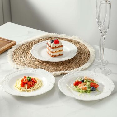 Набір сервірних тарілок UIBFCWN, 8 шт., 25.4 x 15.2 см, кераміка, білий колір, для десерту, суші, закусок, тортів, салатів