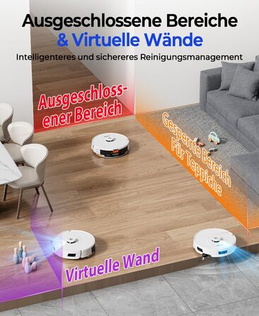 Робот-пилосос Redkey R11 з функцією миття, 20000Pa, док-станція 4L, захист від намотування волосся, LiDAR навігація, керування через додаток, для килима та шерсті тварин, білий