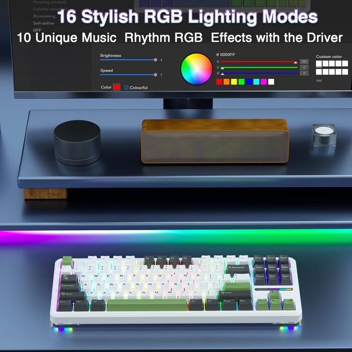Ігрова механічна клавіатура AULA F87: бездротовий TKL, RGB, Hot-Swap, QWERTY, підтримка Bluetooth 5.0, п'ятишарове демпфування