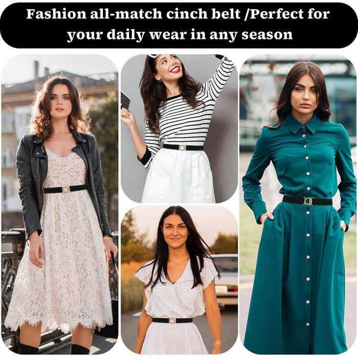 Жіночий еластичний ремінь Amaxiu з золотистою пряжкою, вузький ремінь для талії, чорний