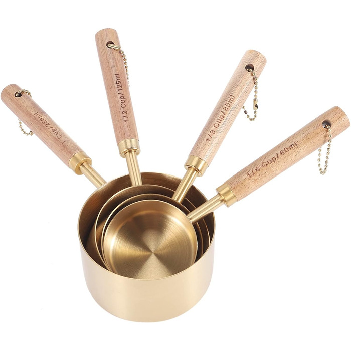 8-Piece Measuring Cup and Spoon Set with Fragrant Wooden Handles, Complete Set of Measuring Cups and Spoons