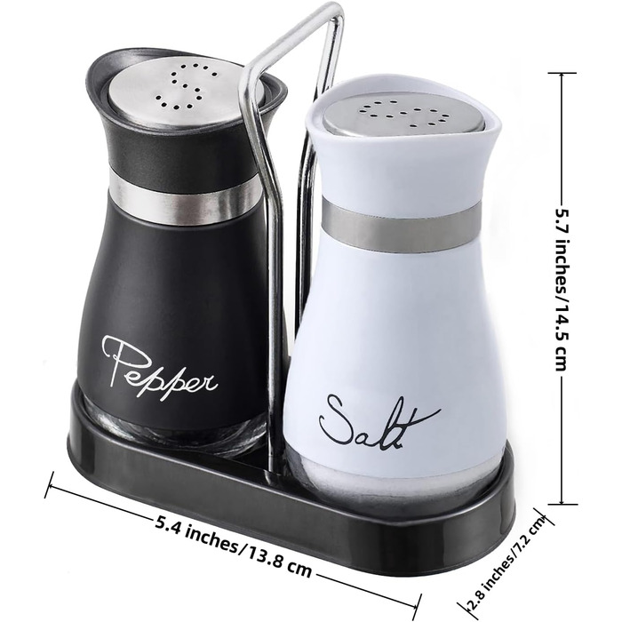 Набір солі та перцю з підставкою: скляні ємності з нержавіючої сталі, для кухні та кемпінгу