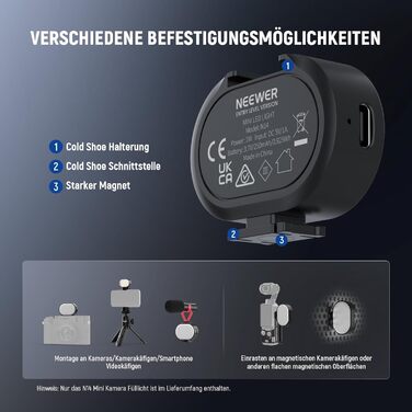 NEEWER RGB LED панель для відеозйомки, 8W, 2700K–7500K, портативна, з регулюванням кольору, CRI 97, 4000mAh, металева, для DSLR, стрімінгу, відеозйомки