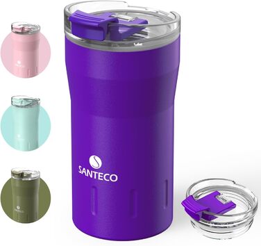 Термокружка SANTECO з нержавіючої сталі 18/8, подвійні стінки, 350 мл, темно-зелений колір, з кришкою, не містить BPA, зберігає тепло до 6 годин, не протікає