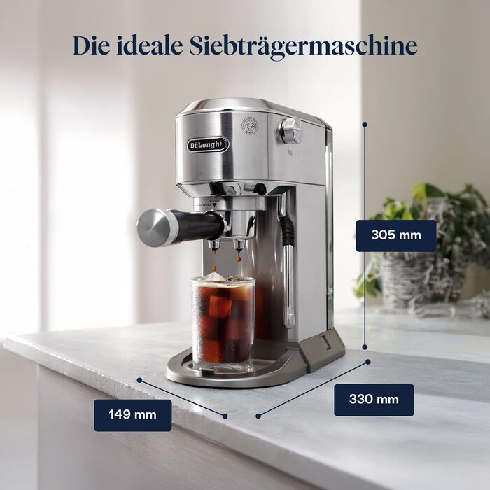 Еспресо-кавомашина De'Longhi Style EC 685.B Dedica 2025 з професійним капучинатором, 15 см, для кави та ESE Pads