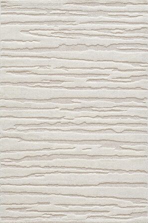 Килим Everest - сучасний коротковорсовий килим для вітальні та спальні з ефектом висоти-низькості, 3D-ефект, висока щільність ворсу та приємна м'якість, абстрактний дизайн, кремовий, 80 x 150 см