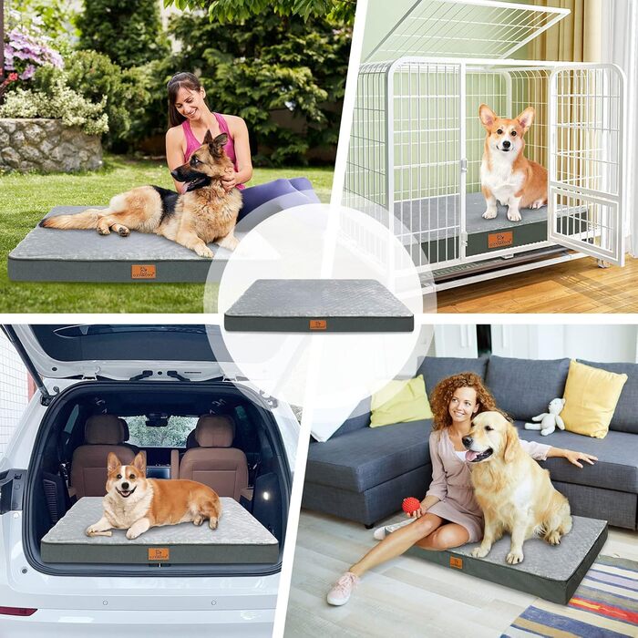 Orthopedic Dog Bed for Large Dogs, Waterproof Dog Cushion with Removable Washable Cover and Egg-Shaped Foam Filling, Breathable Dog Mat/Dog Mattress, XL (104x74x10cm)