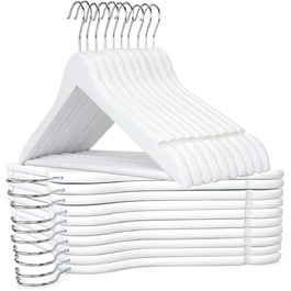 Дерев'яні вішалки для одягу з виступами для спідниць та штанів, 360° обертання, 20 шт. (білі)
