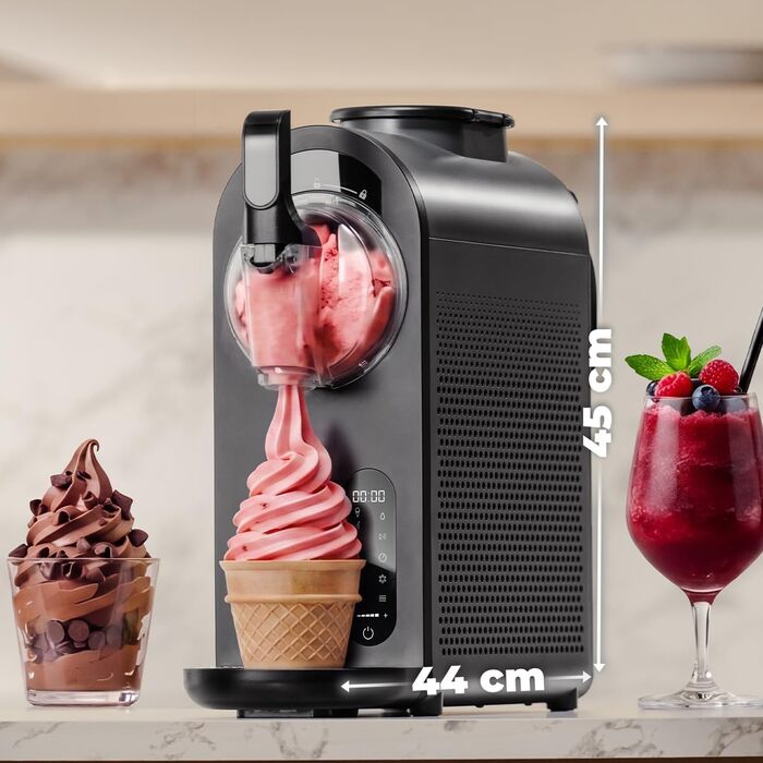 Cecotec Slush-Eis Maschine 2.6L: Апарат для приготування смузі та льоду Twist&Ice Cream B - швидке охолодження, сенсорне управління, 6 режимів