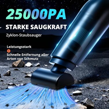 Акумуляторний портативний пилосос Handstaubsauger 25000pa для авто, дому та тварин (чорний) з мийним фільтром