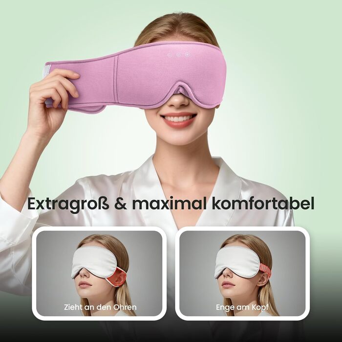 Маска для сну з Bluetooth навушниками LOVE EYE 3D, бамбукова, для чутливих очей та сну на боці, чорна (червона)