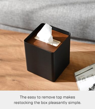 Yamazaki Box Cover Home | Stahl | Tissue Box, Universal Size, Walnut