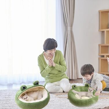 Килимок для котів, лежанка для тварин, корзина для кошенят, м'яка кругла лежанка у формі подушки, теплий та зручний, з антиковзною основою, для котів та маленьких цуценят (S-40CM, південний)