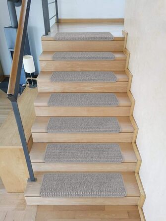 Ступінчасті килимки для сходів Kettelservice-Metzker Ґетеборґ, сірі, прямокутні, набір 15 шт.