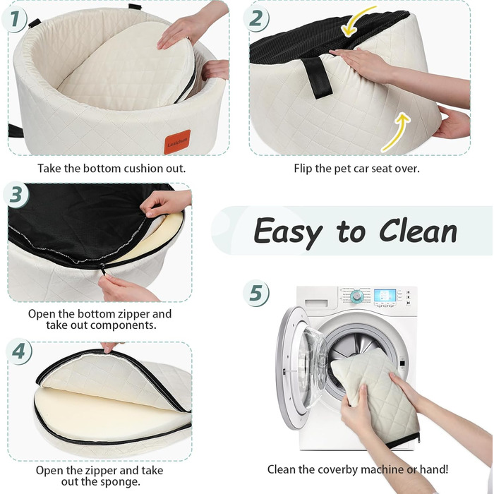 Зручний автокрісло для собак з кріпленням для безпеки, миється, з неслизьким дном (Бежевий, Small)