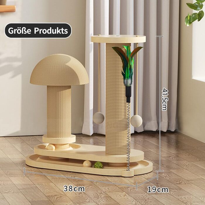 Anyingkai 4-in-1 Interactive Wooden Cat Toy - Wooden Carousel with Balls, Intelligence Toy for Cats (1, A)