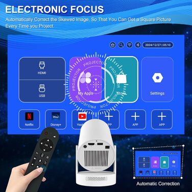 Портативний проєктор 4K з Wi-Fi 6/BT5.0, 170 ANSI люмен, Android 11 (HY300Plus)
