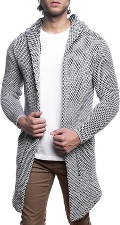 Чоловічий кардиган Carisma з капюшоном, довгий, сірий, розмір L