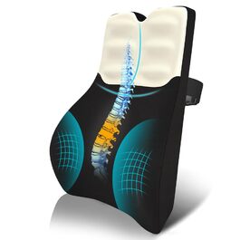Подушка для спини з піни Memory Foam Schaum: ергономічна підтримка попереку для офісного крісла, авто та столу (чорно-бежева)